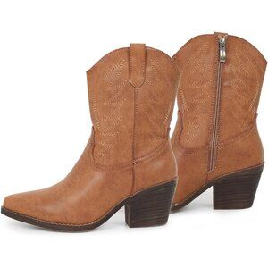 ⚡Women's Brown Ankle Boot Embroidered Comfy Fashion Vintage Boot Wide Calf